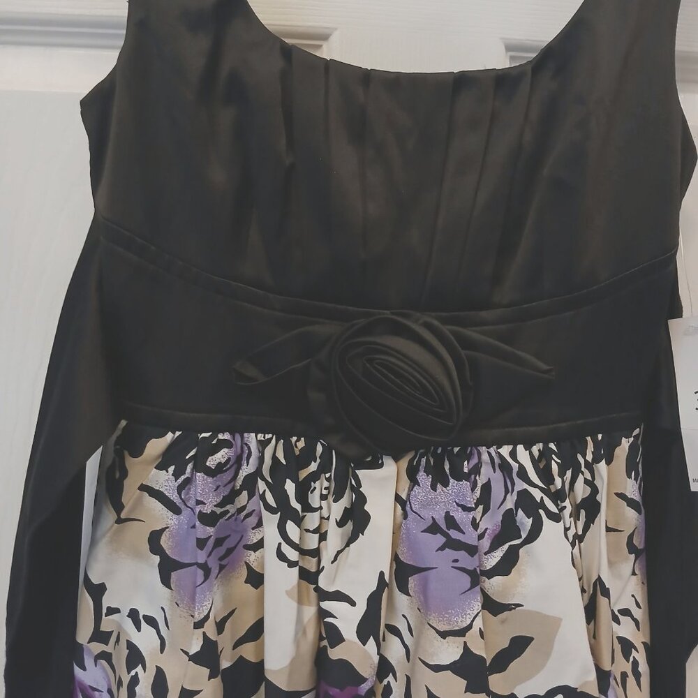 Teeze Me Jr Dress Size 3 Black Purple Floral Cotton Blend Sleeveless NWT #I-12 - Picture 11 of 13
